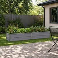 vidaXL Höjd Trädgårdsbädd Grå 160 x 40 x 24 cm kallvalsad stål