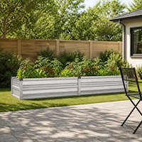 vidaXL Höjd Trädgårdsbädd Silver 160 x 40 x 24 cm galvaniserad