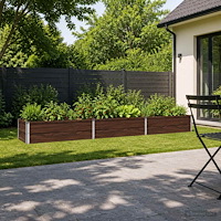 vidaXL Höjd Trädgårdsbädd Svart 240 x 40 x 24 cm kallvalsad stål