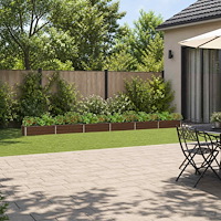 vidaXL Höjd Trädgårdsbädd Svart 480 x 40 x 24 cm kallvalsad stål
