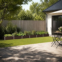 vidaXL Höjd Trädgårdsbädd Brun 480 x 40 x 24 cm kallvalsad stål