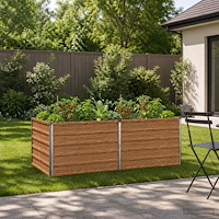 vidaXL Höjd Trädgårdsbädd Träbrun 160 x 80 x 55 cm kallvalsad stål