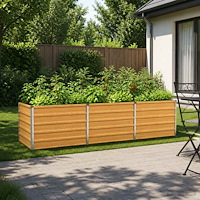 vidaXL Höjd Trädgårdsbädd Naturlig 240 x 80 x 55 cm kallvalsad stål