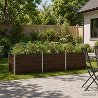 vidaXL Höjd Trädgårdsbädd Svart 240 x 80 x 55 cm kallvalsad stål