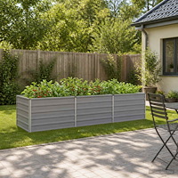 vidaXL Höjd Trädgårdsbädd Grå 240 x 80 x 55 cm kallvalsad stål