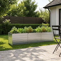 vidaXL Höjd Trädgårdsbädd Silver 240 x 80 x 55 cm galvaniserad