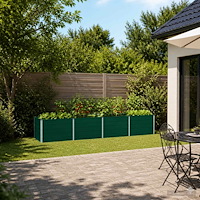 vidaXL Höjd Trädgårdsbädd Grön 320 x 80 x 55 cm kallvalsad stål