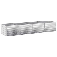vidaXL Höjd Trädgårdsbädd Silver 320 x 80 x 55 cm galvaniserad