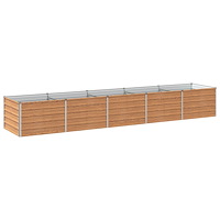 vidaXL Höjd Trädgårdsbädd Träbrun 400 x 80 x 55 cm kallvalsad stål