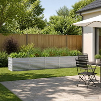 vidaXL Höjd Trädgårdsbädd Silver 400 x 80 x 55 cm galvaniserad
