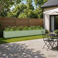 vidaXL Höjd Trädgårdsbädd Pastellgrön 480 x 80 x 55 cm kallvalsad stål