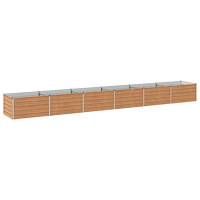 vidaXL Höjd Trädgårdsbädd Träbrun 600 x 80 x 55 cm kallvalsad stål