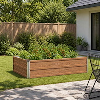 vidaXL Höjd Trädgårdsbädd Träbrun 100 x 80 x 24 cm kallvalsad stål