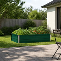 vidaXL Höjd Trädgårdsbädd Grön 100 x 80 x 24 cm kallvalsad stål