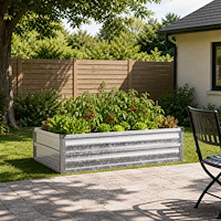 vidaXL Höjd Trädgårdsbädd Silver 100 x 80 x 24 cm galvaniserad