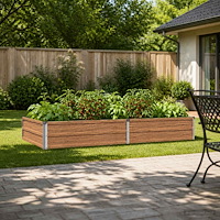 vidaXL Höjd Trädgårdsbädd Träbrun 160 x 80 x 24 cm kallvalsad stål