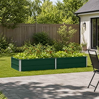vidaXL Höjd Trädgårdsbädd Grön 160 x 80 x 24 cm kallvalsad stål