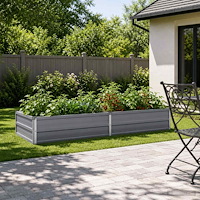 vidaXL Höjd Trädgårdsbädd Grå 160 x 80 x 24 cm kallvalsad stål