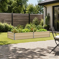 vidaXL Höjd Trädgårdsbädd Elfenben 160 x 80 x 24 cm kallvalsad stål
