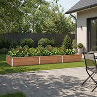 vidaXL Höjd Trädgårdsbädd Träbrun 240 x 80 x 24 cm kallvalsad stål