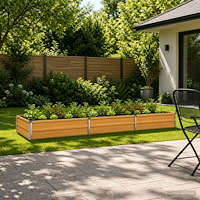 vidaXL Höjd Trädgårdsbädd Naturlig 240 x 80 x 24 cm kallvalsad stål