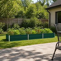 vidaXL Höjd Trädgårdsbädd Grön 240 x 80 x 24 cm kallvalsad stål