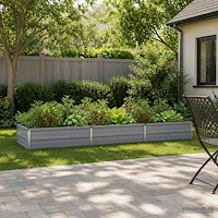 vidaXL Höjd Trädgårdsbädd Grå 240 x 80 x 24 cm kallvalsad stål