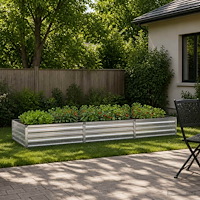 vidaXL Höjd Trädgårdsbädd Silver 240 x 80 x 24 cm galvaniserad