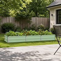 vidaXL Höjd Trädgårdsbädd Pastellgrön 240 x 80 x 24 cm kallvalsad stål