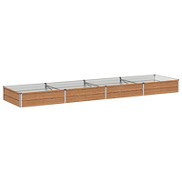 vidaXL Höjd Trädgårdsbädd Träbrun 320 x 80 x 24 cm kallvalsad stål