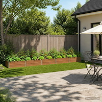 vidaXL Höjd Trädgårdsbädd Träbrun 400 x 80 x 24 cm kallvalsad stål