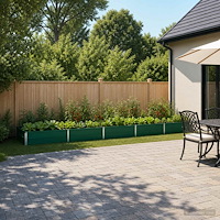 vidaXL Höjd Trädgårdsbädd Grön 400 x 80 x 24 cm kallvalsad stål