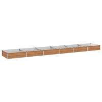 vidaXL Höjd Trädgårdsbädd Träbrun 480 x 80 x 24 cm kallvalsad stål