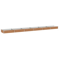 vidaXL Höjd Trädgårdsbädd Träbrun 600 x 80 x 24 cm kallvalsad stål