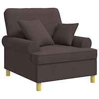 vidaXL XL fåtölj med dynor Mörkbrun Tyg
