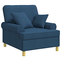 vidaXL XL fåtölj med dynor Blå Tyg