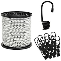 vidaXL Bungee-rep med krokar 4 mm Svart och Vitt PP och gummi