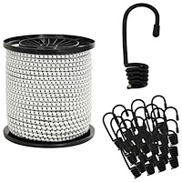 vidaXL Bungee-rep med krokar 6 mm Svart och Vitt PP och gummi