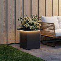 vidaXL Odlingslåda med LED Svart 30 x 30 x 30 cm Stål