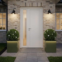 vidaXL Odlingslåda med LED 2 st Olivgrön 30 x 30 x 30 cm Stål