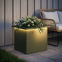 vidaXL Odlingslåda med LED Olivgrön 30 x 40 x 30 cm Stål
