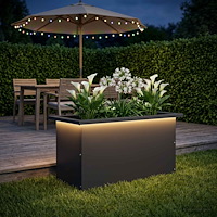 vidaXL Odlingslåda med LED Svart 30 x 60 x 30 cm Stål