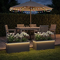 vidaXL Odlingslåda med LED 2 st Antracit 30 x 60 x 30 cm Stål