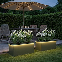 vidaXL Odlingslåda med LED 2 st Olivgrön 30 x 60 x 30 cm Stål
