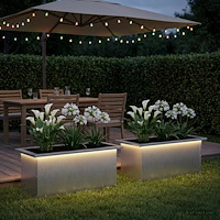 vidaXL Odlingslåda med LED 2 st Silver 30 x 60 x 30 cm Rostfritt stål