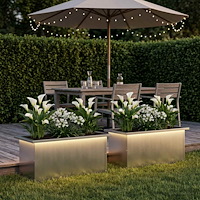 vidaXL Odlingslåda med LED 2 st Silver 30 x 60 x 30 cm