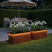 vidaXL Odlingslåda med LED 2 st Rostig 30 x 60 x 30 cm