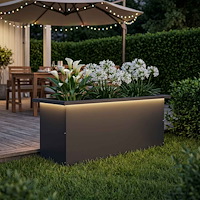 vidaXL Odlingslåda med LED Svart 30 x 80 x 30 cm Stål
