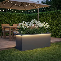 vidaXL Odlingslåda med LED Antracit 30 x 80 x 30 cm Stål