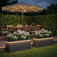 vidaXL Odlingslåda med LED 2 st Antracit 30 x 80 x 30 cm Stål